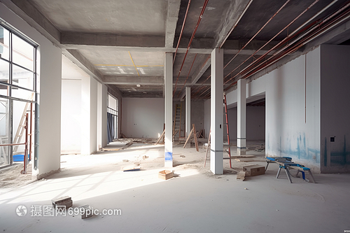 現代建筑內部施工現場